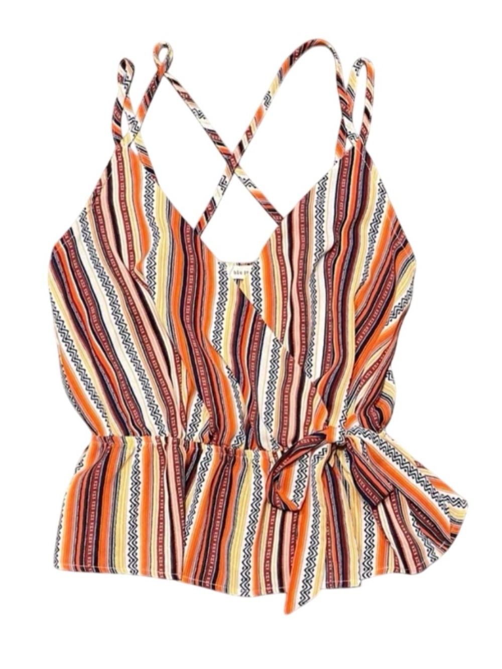 Blu Pepper Orange Yellow Striped Tank Cami Wrap Small